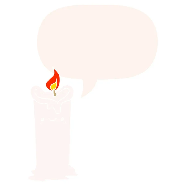 Κερί καρτούν και φούσκα ομιλίας σε ρετρό στυλ — Διανυσματικό Αρχείο