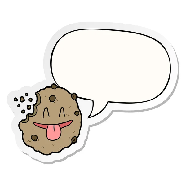 Autoadesivo bolla cookie e discorso cartone animato — Vettoriale Stock