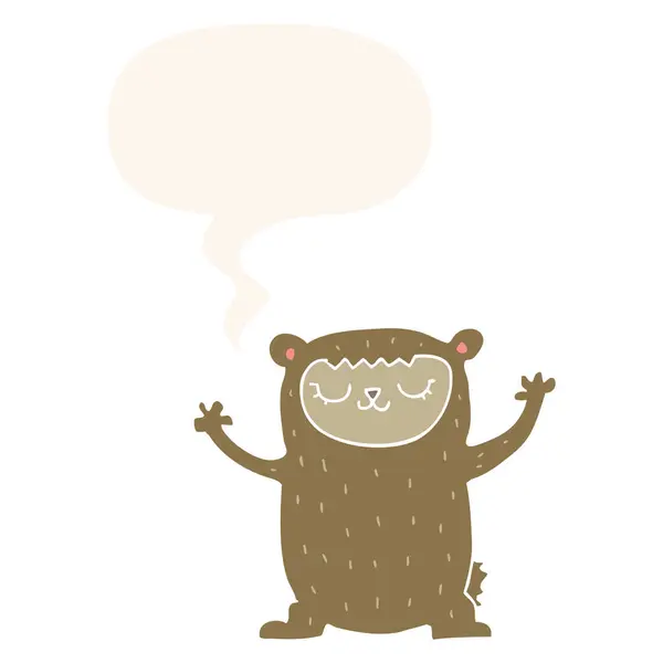 Милый мультяшный медведь и пузырь речи в стиле ретро — стоковый вектор