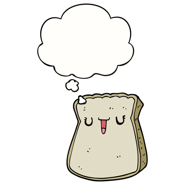 Cartoon Scheibe Brot und Gedankenblase — Stockvektor