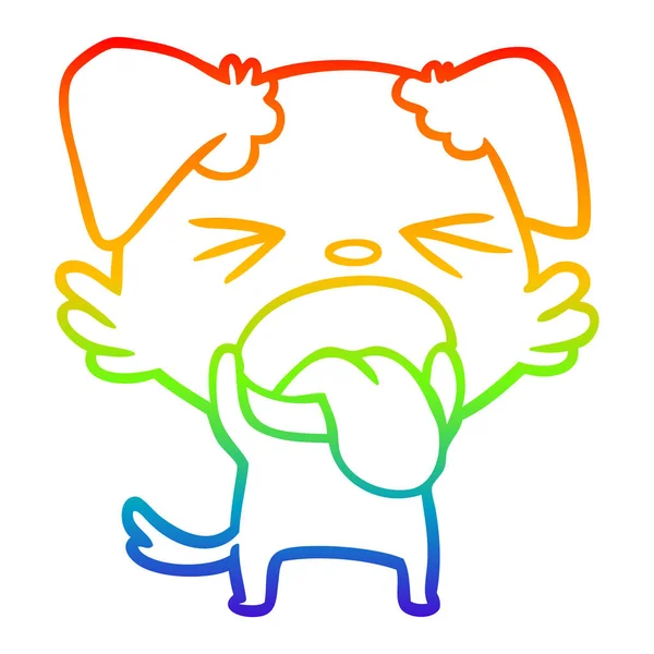 Regnbue gradient linje tegning tegneserie væmmes hund – Stock-vektor