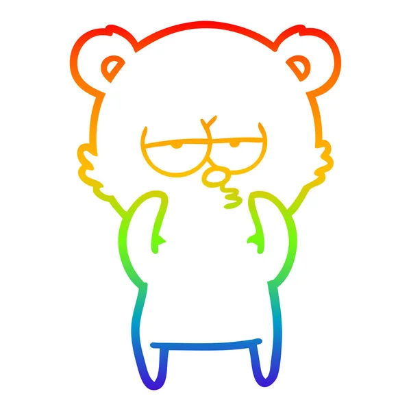 Regenboog gradiënt lijntekening vervelen Bear Cartoon — Stockvector