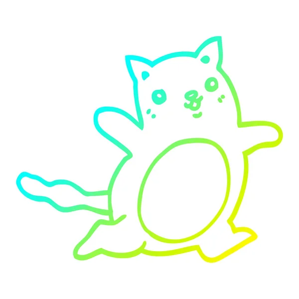Linha gradiente frio desenho desenho cartoon gato —  Vetores de Stock