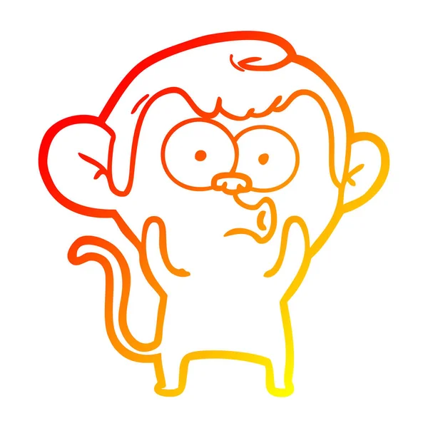 Teplá Přechodová čára kresba kreslená opice — Stockový vektor