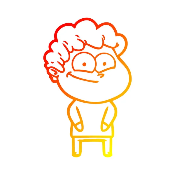 Kresba s teplým přechodem kreslený šťastný muž — Stockový vektor