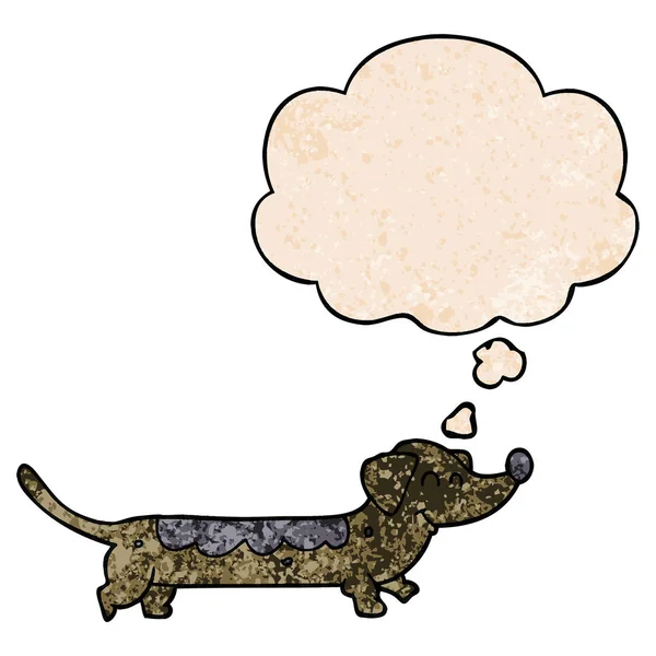 Cartoon hond en dacht bubble in grunge textuur patroon stijl — Stockvector