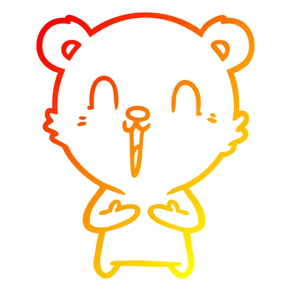 Varm gradient linje ritning Happy Cartoon Bear — Stock vektor