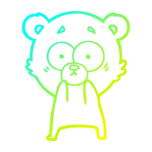 Línea de gradiente frío dibujo ansioso oso oso dibujos animados — Vector de stock