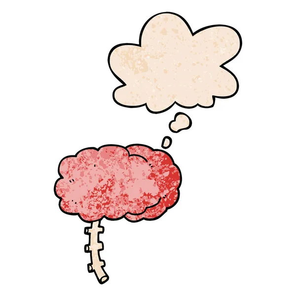 Grunge doku desen tarzı karikatür beyin ve düşünce balonu — Stok Vektör