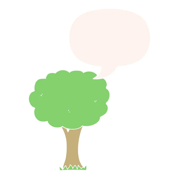 Cartoon-Baum und Sprechblase im Retro-Stil — Stockvektor