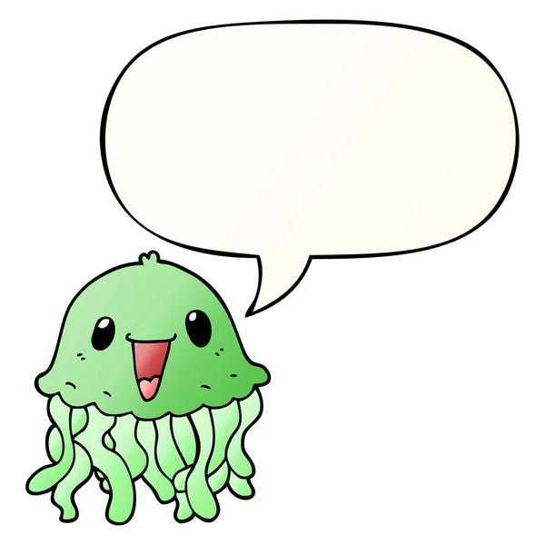 Cartoon Jellyfish i bańka mowy w gładkim stylu gradientu — Wektor stockowy