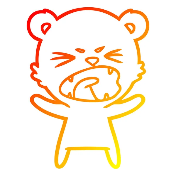 Sıcak degrade çizgi çizim kızgın karikatür kutup ayısı — Stok Vektör