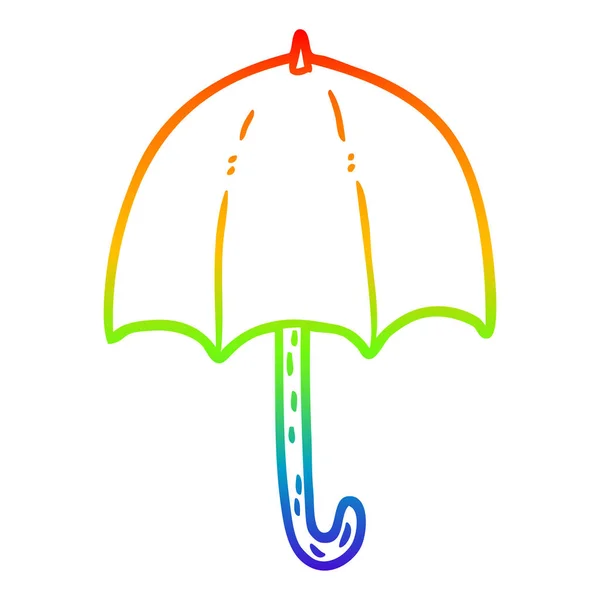 Tęcza gradient linia rysunek otwarty parasol — Wektor stockowy