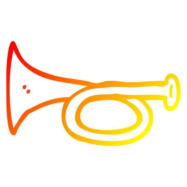 Warm gradient line drawing cartoon metal trumpet — Stock Vector