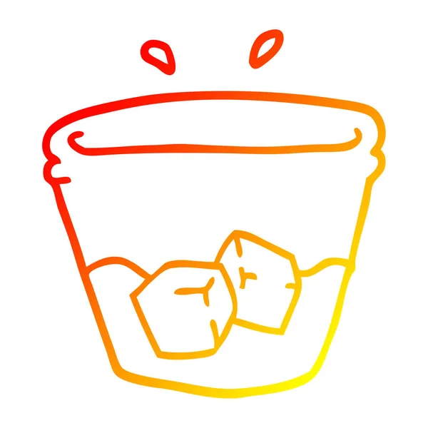Warm gradient line drawing cartoon drink in glass tumbler — Stock Vector