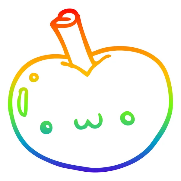 虹のグラデーションライン描画漫画リンゴ — ストックベクタ