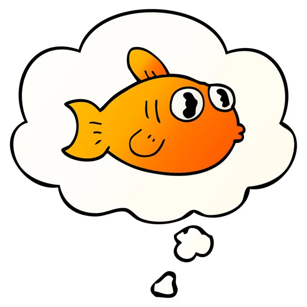 Poisson dessin animé et bulle de pensée en style dégradé lisse — Image vectorielle