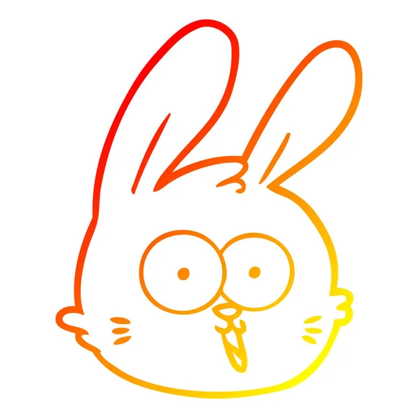 Warme kleurovergang lijntekening cartoon konijn gezicht — Stockvector