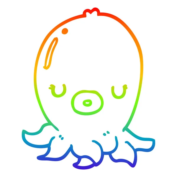 Linha gradiente arco-íris desenho de polvo desenhos animados —  Vetores de Stock