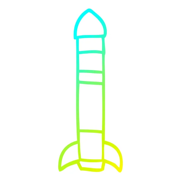 Холодна градієнтна лінія малювання мультяшної високої ракети — стоковий вектор