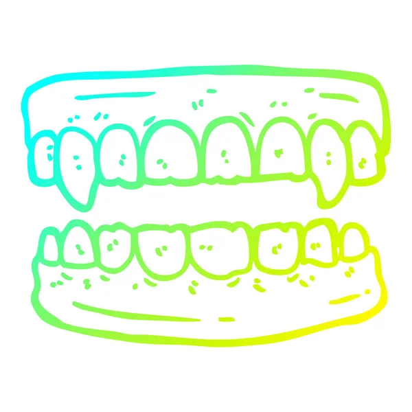 Linha gradiente frio desenho desenhos animados vampiro dentes —  Vetores de Stock