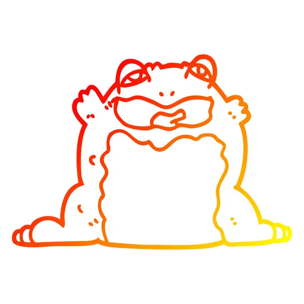 Warm gradient line drawing cartoon toad — Stock Vector