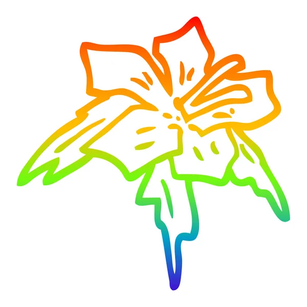 Rainbow Gradient Line Zeichnung Cartoon Lilie — Stockvektor