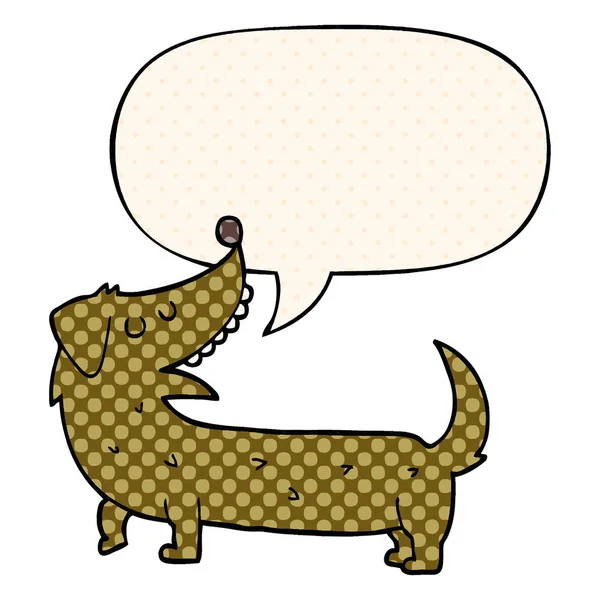 Cartoon dog and speech bubble in comic book style — Stock Vector