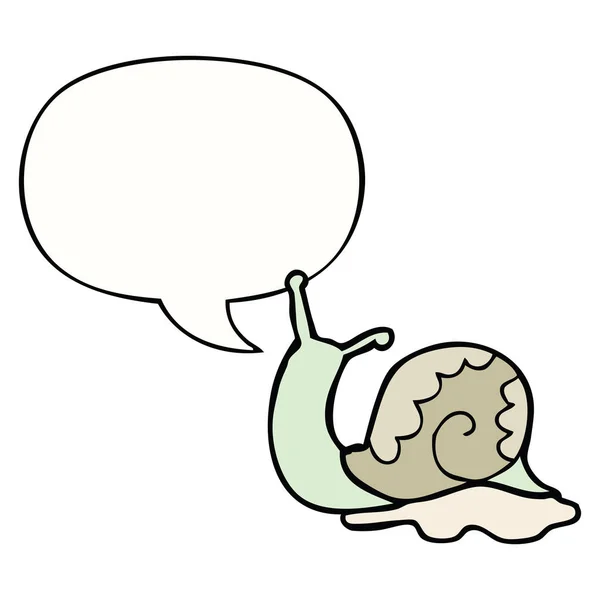 Caracol de dibujos animados y burbuja del habla — Vector de stock