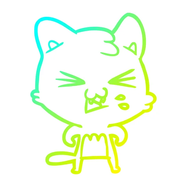 Hideg színátmenet vonal rajz karikatúra macska sziszegő — Stock Vector