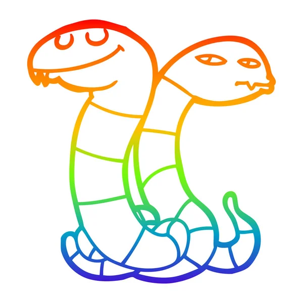 Rainbow gradient ligne dessin dessins animés serpents — Image vectorielle