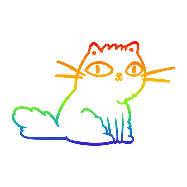 Rainbow gradient ligne dessin chat vous regarder droit — Image vectorielle