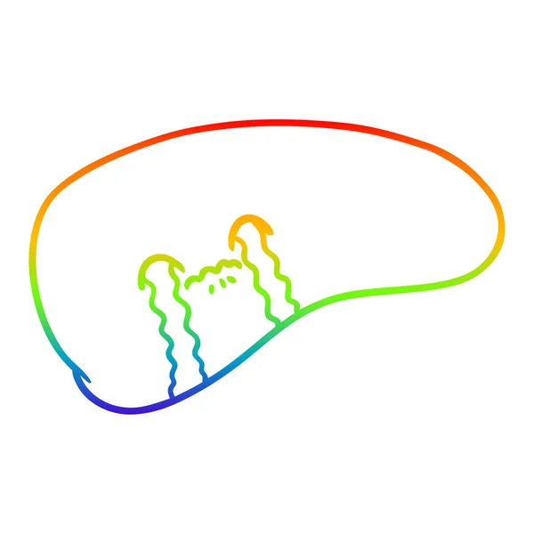 Arco iris gradiente línea dibujo dibujos animados hígado llorando — Vector de stock