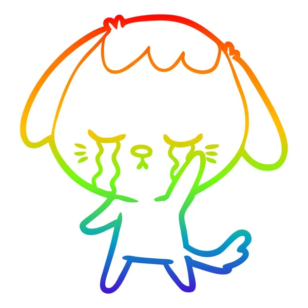 虹のグラデーションライン描画漫画犬泣く — ストックベクタ