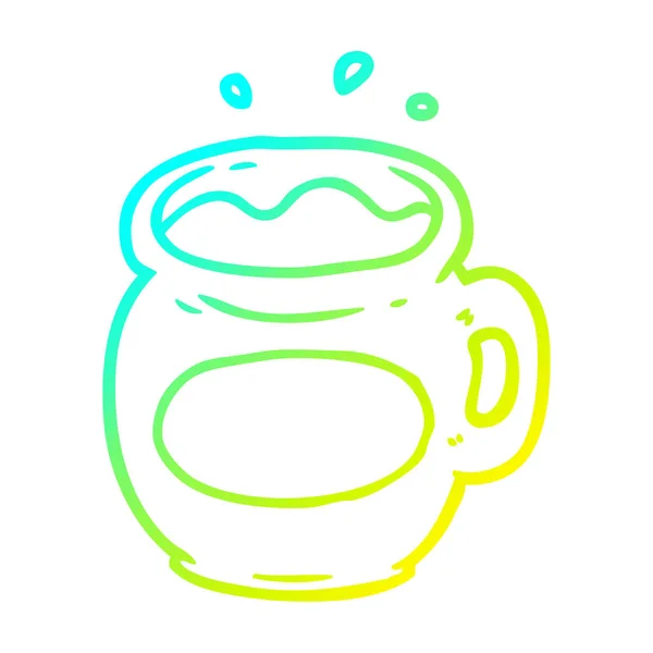 Línea de gradiente frío dibujo taza de café — Vector de stock