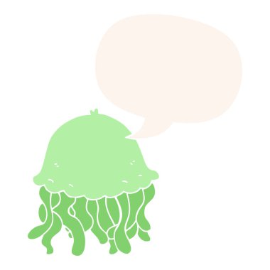 retro tarzıkarikatür denizanası ve konuşma balonu