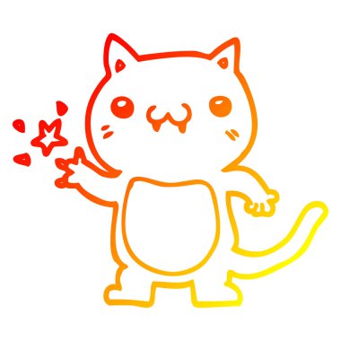 sıcak degrade çizgi çizim karikatür kedi çizilme