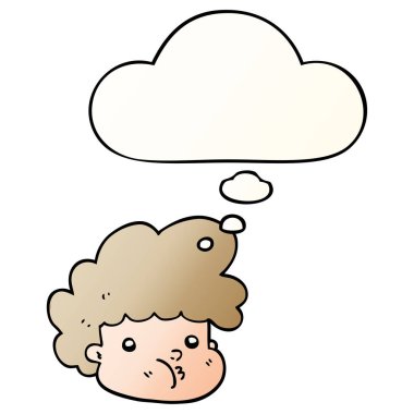 karikatür çocuk ve pürüzsüz degrade tarzında kabarcık düşünce