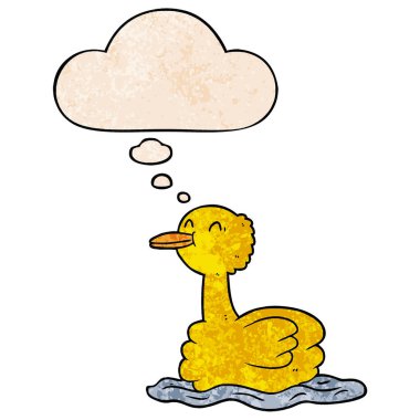 karikatür ördek ve grunge doku desen tarzında düşünce balonu