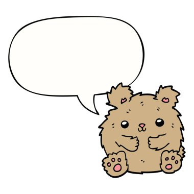 sevimli karikatür ayı ve konuşma balonu