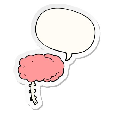 karikatür beyin ve konuşma kabarcık etiket