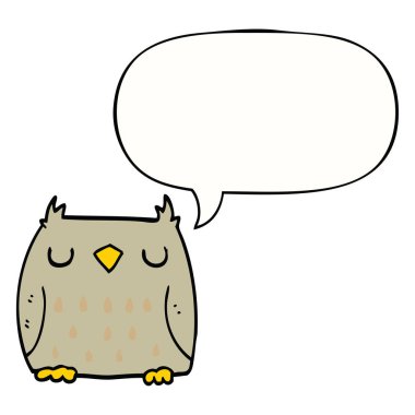 sevimli karikatür baykuş ve konuşma balonu