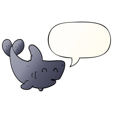 düzgün degrade tarzında karikatür köpekbalığı ve konuşma balonu