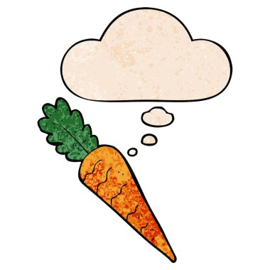 karikatür havuç ve grunge doku desen stil düşünce kabarcık