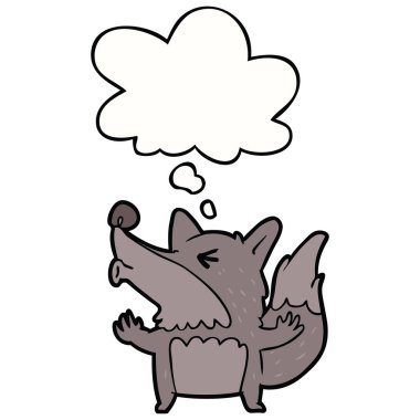 karikatür kurt adam ulume ve düşünce balonu