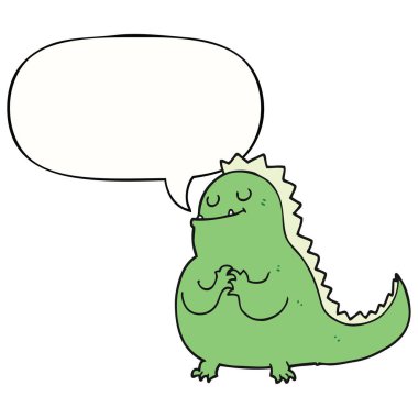 karikatür dinozor ve konuşma balonu