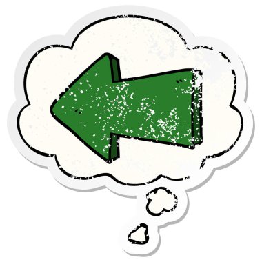 çizgi film işaret ok ve sıkıntılı yıpranmış s olarak kabarcık düşünce