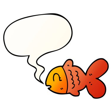 düzgün degrade tarzında karikatür balık ve konuşma balonu