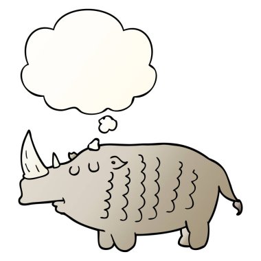 karikatür gergedan ve pürüzsüz degrade tarzında düşünce balonu