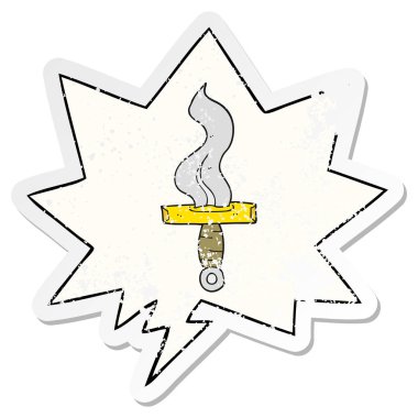 karikatür hançer ve konuşma balonu sıkıntılı etiket